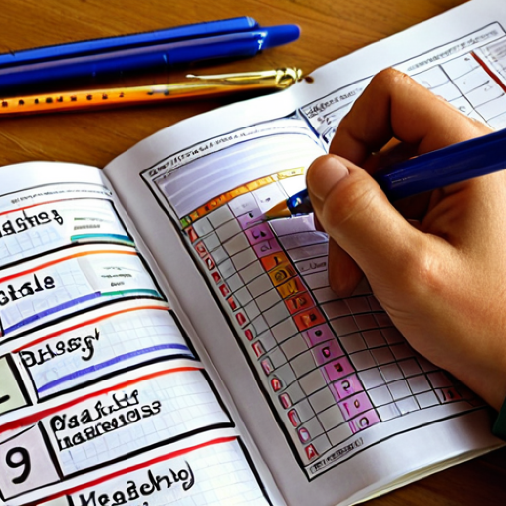 ** A person meticulously studying a "map" (the exam syllabus) surrounded by study materials, highlighting key sections with different colored pens. The scene should convey focus and determination, with elements like a calendar marking study milestones.

**