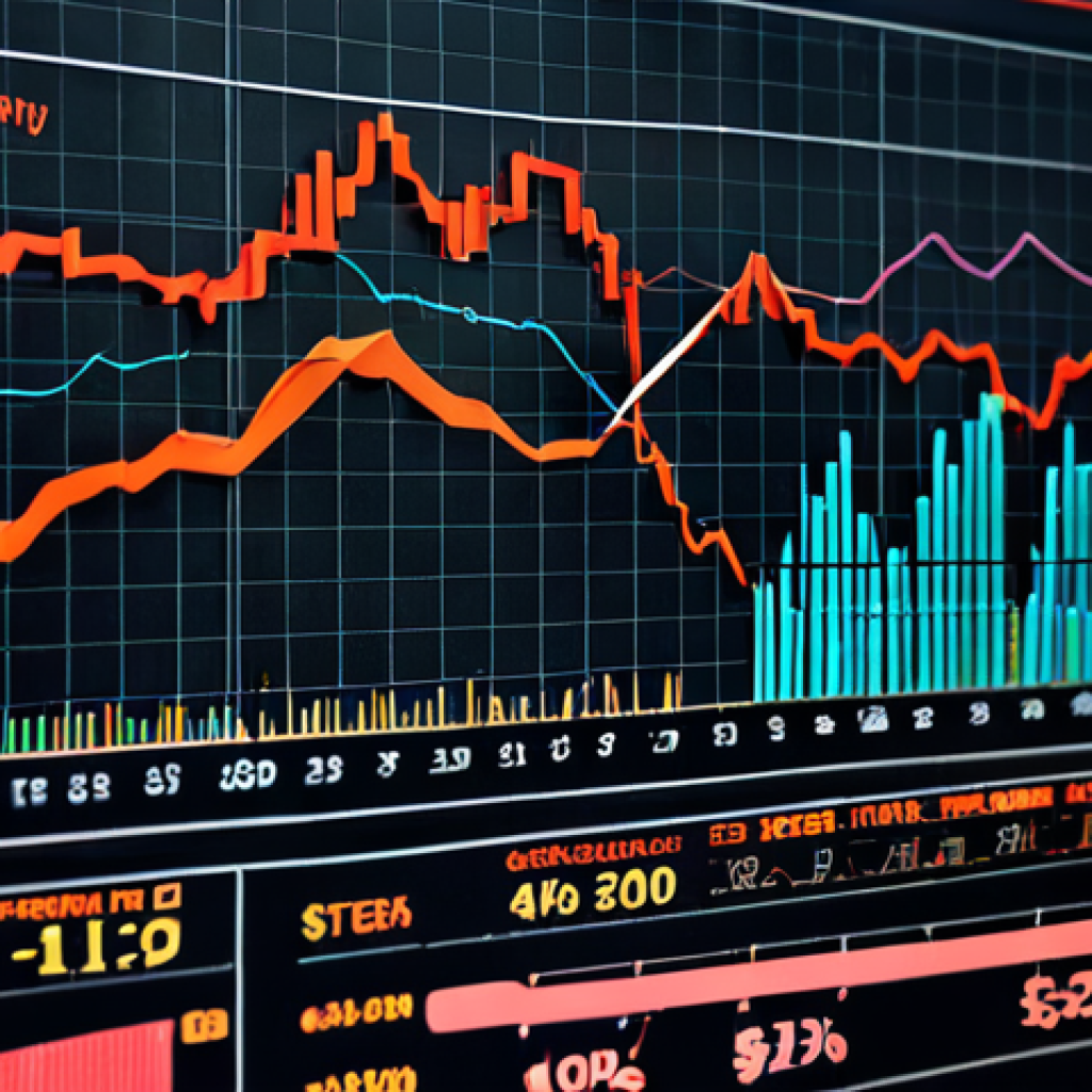 **

Prompt: "A dynamic graph showing currency exchange rate fluctuations, overlaid with business charts. Focus on volatility and uncertainty in financial markets. Modern, corporate aesthetic."

**