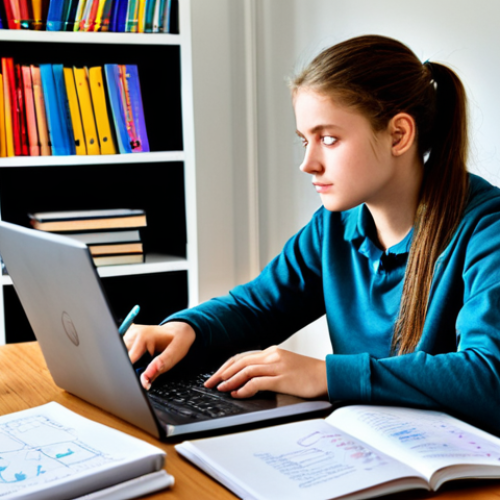 Home 22 **
"A determined student at a desk covered with study materials, including mind maps and flashcards, fully clothed, focusing intensely on a textbook. Background: A cozy study room with bookshelves and a laptop displaying a learning platform interface. Style: Clean, well-lit, professional photography, perfect anatomy, natural proportions, safe for work, appropriate content, professional, modest, family-friendly."
**