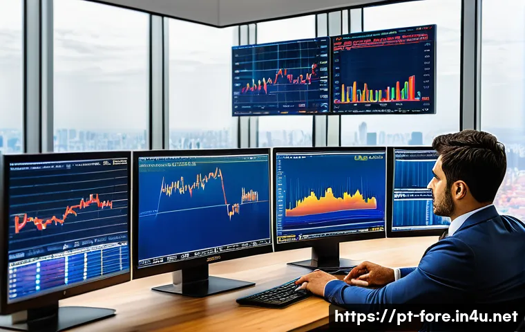 외환관리사와 직무 만족도 상승 비결 - A professional Brazilian currency exchange manager in a modern office setting, analyzing real-time f...