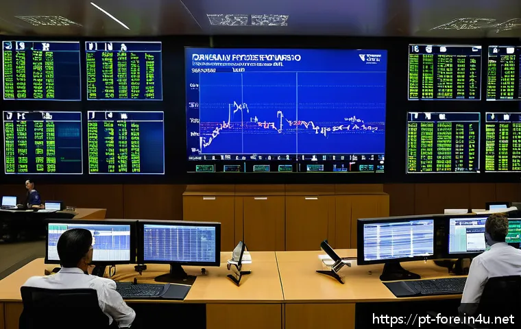 외환관리사와 환율 개입 사례 - A detailed illustration of the Central Bank of Brazil’s currency intervention room during a high-vol...