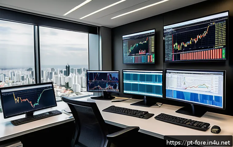 외환관리사와 직무 역량 강화 팁 - A modern financial analyst’s workspace in São Paulo, Brazil, showing multiple large monitors display...