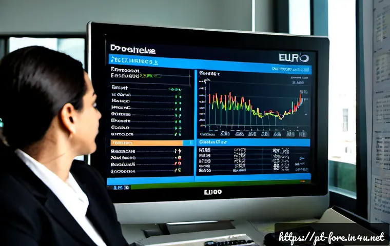 외환관리사 채용 시장 분석 - Photorealistic Lisbon financial district office, a Portuguese foreign exchange manager in smart busi...